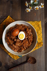a plate of gudeg, traditional food from Yogyakarta, Indonesia