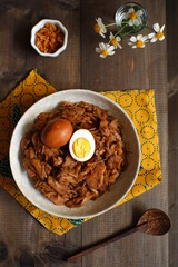 a plate of gudeg, traditional food from Yogyakarta, Indonesia