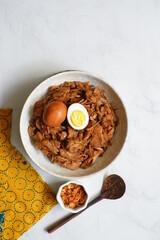 a plate of gudeg, traditional food from Yogyakarta, Indonesia