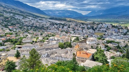 Fototapeta na wymiar Panorama of a unesco city of Gjiorakster in Albania