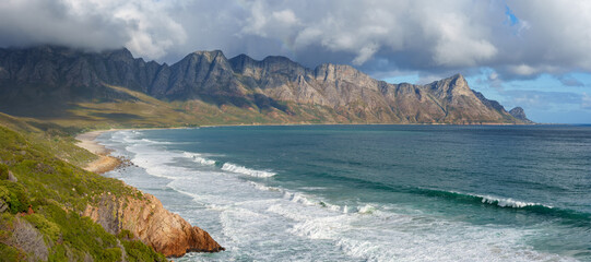 View towards Rooi Els and Hanklip from Clarence Drive on the eastern side of False Bay. Cape Town,...