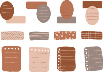 a set of memo paper, label, and washi tape illustration