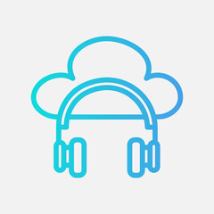 Headphone icon in gradient style about cloud computing, use for website mobile app presentation
