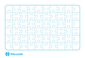 Vector baby puzzle template. 60 pieces. Isolated on white background
