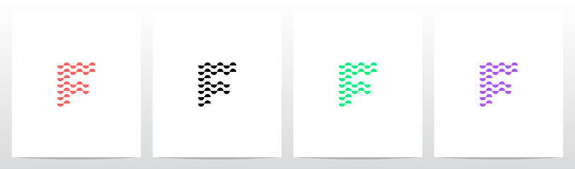 Half Circle Pattern Letter Logo Design F - obrazy, fototapety, plakaty