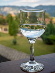 glass of water close focus with blured background