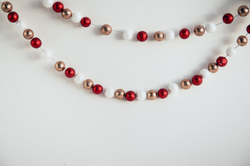 christmas decoration - balls garland on white background