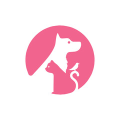 Logo Design with Intertwined Dog, Cat, and Bird