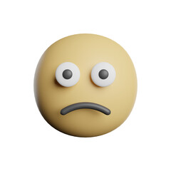 Emoticon Confused Face 3D Rendering Illustration
