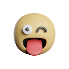 Fototapeta premium Emoticon Tongue Face 3D Rendering Illustration