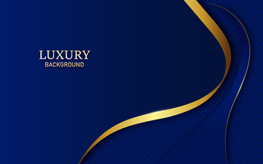 abstract  blue luxury background with golden line,papercut style 3d. vector illustration