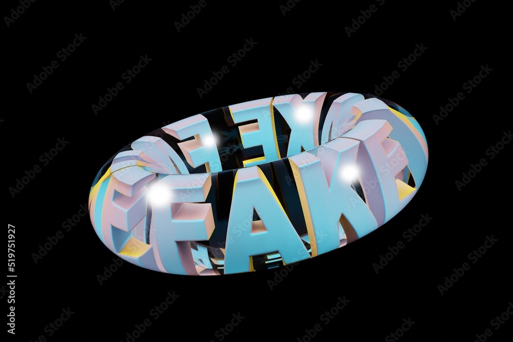 Poster beautiful abstract colourful background words fake in a glass on a black background. 3d rendering il