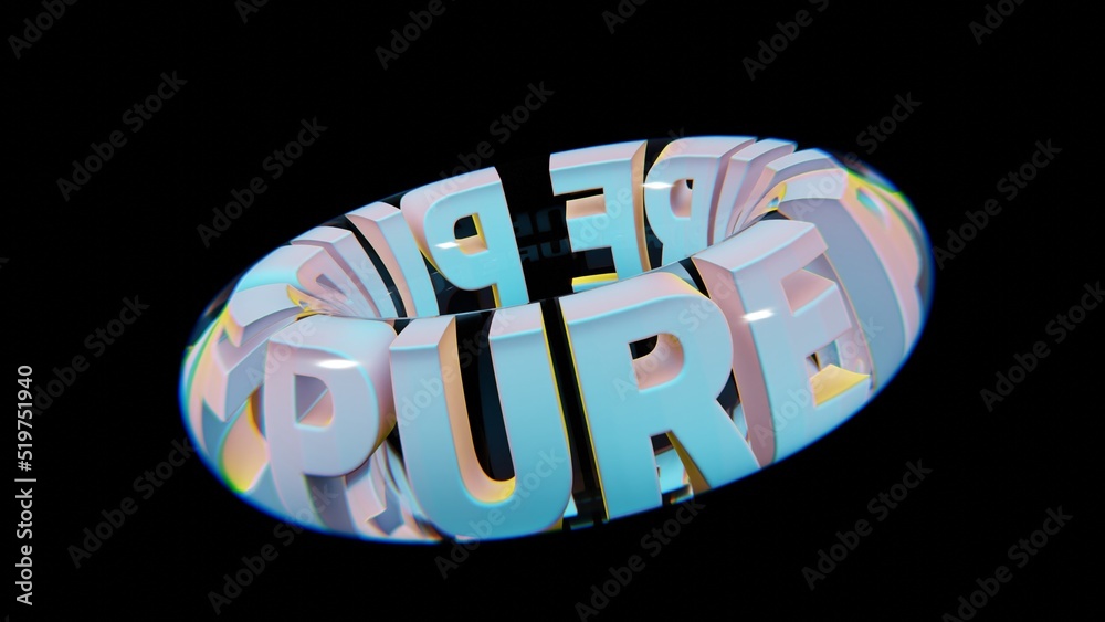 Poster beautiful abstract colourful background words pure in a glass on a black background. 3d rendering il