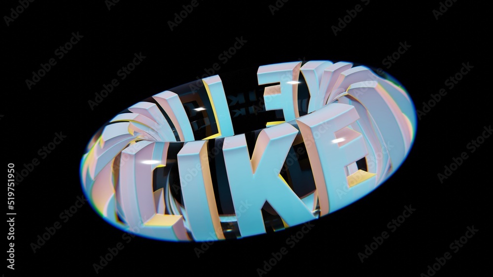 Aufkleber beautiful abstract colourful background words like in a glass on a black background. 3d rendering il