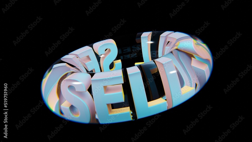 Poster beautiful abstract colourful background words sell in a glass on a black background. 3d rendering il