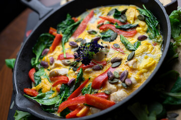 Frittata with cheddar cheese and vegetables