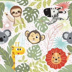 Cheerful wild animals pattern