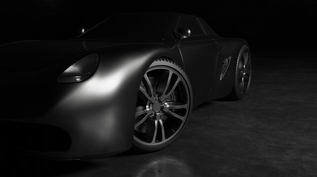 Metallic sport car in a black scene 3D rendering vehicle wallpaper backgrounds