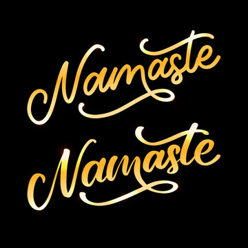Namaste lettering Indian greeting, Hello in Hindi T shirt hand lettered calligraphic design. Inspirational vector typography.