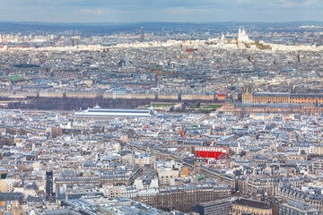 Aerial panorama of Paris . France capital city view from above 