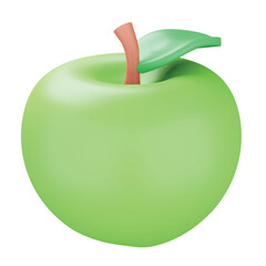 Green apple 3d rendering isometric icon.