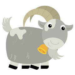 Cartoon scene happy goat is standing illustration