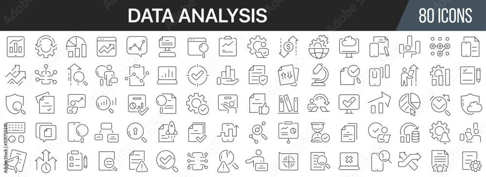 Aufkleber Data analysis line icons collection. Big UI icon set in a flat design. Thin outline icons pack. Vector illustration EPS10