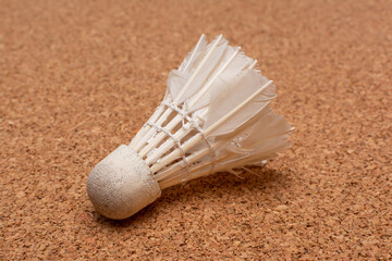 Old vintage shuttlecock for playing badminton from natural feather.