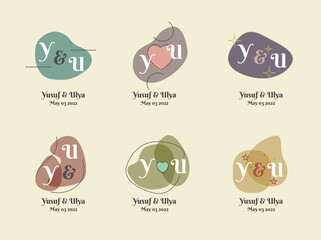 LINEAR FLAT WEDDING MONOGRAM LOGO TEMPLATES COLLECTIONS SET. VECTOR DESIGN ELEMENT