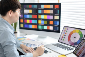 Professional development programmers are choosing color schemes to decorate their website or...