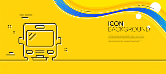 Bus transport line icon. Abstract yellow background. Transportation sign. Tourism or public vehicle symbol. Minimal bus line icon. Wave banner concept. Vector © blankstock