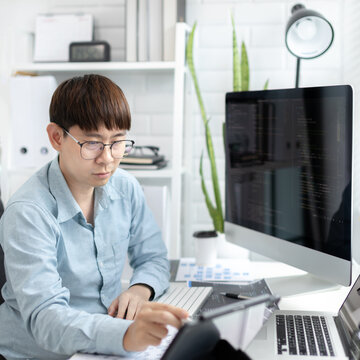 Professional development programmers are using tablet to test the functionality of their applications after programming, Write data or code for websites and applications,  HTML, javascript, Software.