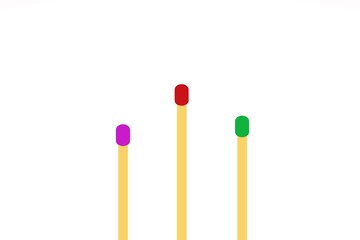 Matchstick Colorful head drawing on white background.