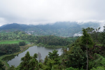 Fototapeta premium landscape with lake and mountains