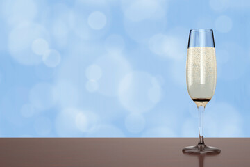 Champagne Flute Glass with Bubbles. 3d Rendering