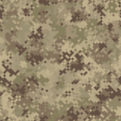 Military camouflage seamless pattern. Urban digital pixel style.