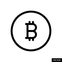 BTC Crypto, Bitcoin Cryptocurrency symbol vector icon in line style design for website design, app, UI, isolated on white background. Editable stroke. Vector illustration.