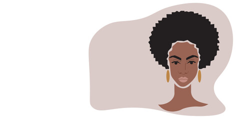 	
Modern Afro African Woman in elegant line art style vector abstract