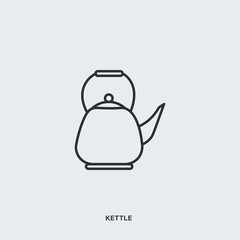 Flat style vector icon of kettle on gray surface