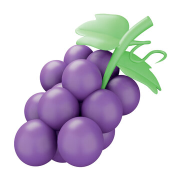 Grapes purple 3d rendering isometric icon.
