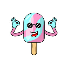 Cool ice cream mascot vector illustration