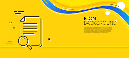 Naklejka na ściany i meble Search file line icon. Abstract yellow background. Find document sign. Magnify glass. Minimal search file line icon. Wave banner concept. Vector