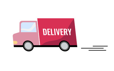 Flat vector illustration of a red delivery truck.