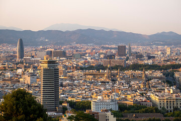 Obraz premium Panoramic view of the city of Barcelona from the Montjuic hill