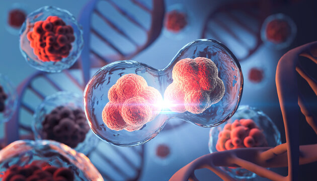 3d rendering of Human cell or Embryonic stem cell microscope background.
