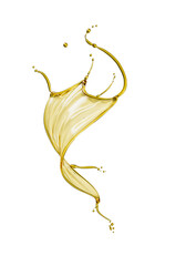 Olive oil or Cosmetic essence splash isolated on white background, 3d illustration with Clipping path.