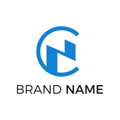 vector logo pictorial monogram of a zigzag line resembling the letter N in an open circle resembling the letter C