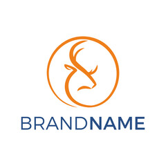 vector logo pictorial monogram lines forming a deer in a circle