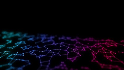 Digital database cyberspace. Decoding algorithms hacked software. Cyber security with moving colorful particles. Big data visualization. 3d rendering.