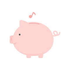 ニコニコ笑顔のピンク色のかわいいの豚の貯金箱
